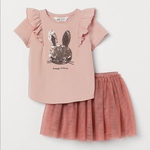 H&M Girls Bunny Shirt and Tulle Skirt- Size 5T